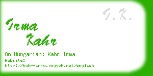 irma kahr business card